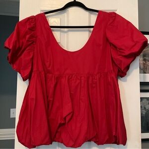 Hyacinth House Red Bubble Hem Top